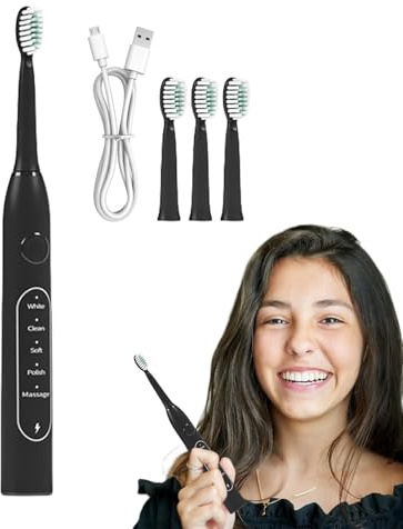 Qumiuu Cepillo De Dientes Eléctrico Para Adultos,Cepillo Eléctrico Recargable | Herramienta De Limpieza Bucal Portátil Para Uso En El Hogar, Durante El Día, En Viajes, Campamentos Y Bajo La Ducha