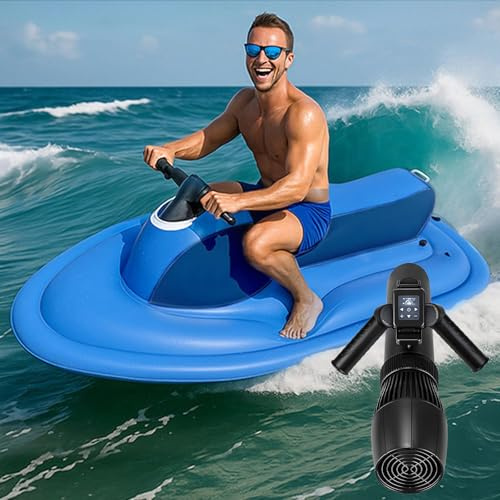 moupeaktain Aufblasbarer Jetski Mit Motor, Schlauchboot 2 Personen, Mit 500-W-Kajak-Elektromotor, 10000-Mah-Akku, Unterwasser-Scooter-Jetski Für Erwachsene Und Kinder,Boat+Thruster