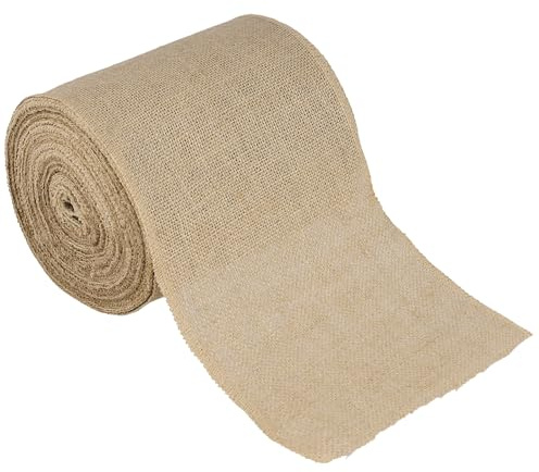 CHUENKUK Jute Tischläufer Rolle, 20 cm x 20m Naturfarben Juteband Breit, Jute Tischläufer für Hochzeit, Tischdeko, Basteln