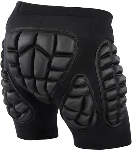 AOOWU Pantaloncini Protettivi Imbottiti per Snowboard, Resistente Alle Cadute Pantaloncini Pattinaggio, Protezione 3D per Anca, Coscia e Coccige, Protezioni per Snowboard, Pattini, Sci, Skateboard