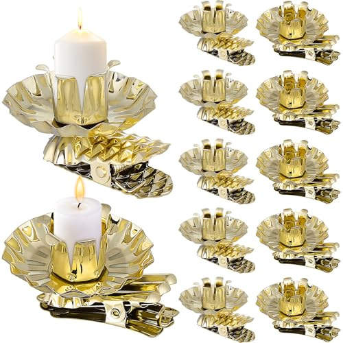 Uonlytech 20pezzi Portacandele Clip in Metallo Vintage per Albero di Natale Decorazione da Tavolo per Feste