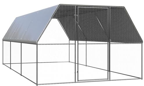 Gecheer Galvanized Steel Chicken Cage with Lockable Door - Silver Grey, 3x6x2m - Outdoor Use Model3154377