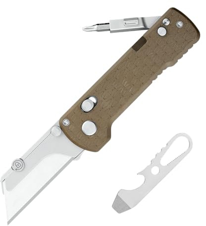 OKNIFE U1 Pro Multitool Folding Utility Knife with Folding Screwdriver, Quick Change Blade, Rail Lock & Pocket Clip for Men Women (PEEK)