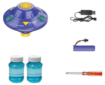 Vroomoto Máquina de Burbujas Disco Giratorio Automático Soplador de Burbujas Luces Coloridas Música Función para Evitar Obstáculos Platillo Volador Juguetes Fiesta Cumpleaños Al Aire (Púrpura)