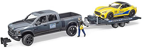 bruder 02504 - RAM 2500 Power Wagon & Roadster Racing Team - 1:16 Pick-up Geländewagen Pritschenwagen Anhänger Jeep Caprio Rennwagen Sportwagen Fahrzeug