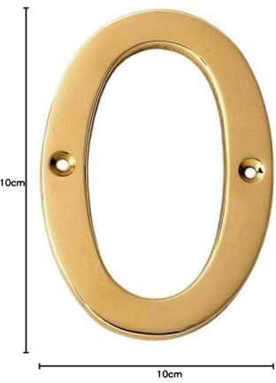 eSplanade 4 Brass House Hotel Door Number Plaque Sticky Numeric Numerical Digit 0-9 (0 (Zero))