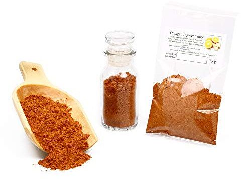 Orangen Ingwer Curry | Exotisches Currypulver zum Würzen von Geflügel, Chutneys, Gemüse und Wok Gerichten | 25g