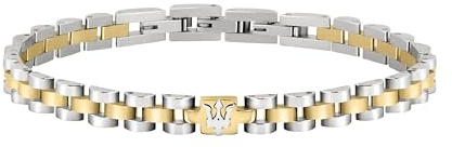 Maserati Jewels Bracciale Uomo, 21 cm, in Acciaio, Finitura Oro, Idee Regalo Uomo - JM320AST09