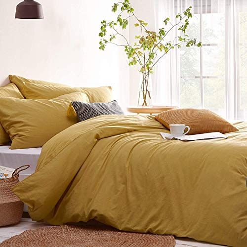 Lanqinglv Bettwäsche 200x200 Gelb aus Mikrofaser für Allergiker | ÖKO-TEX Zertifiziert,4 Jahreszeiten Set,Deckenbezug Atmungsaktiv Bettbezug und 2 Kissenbezüge 80x80 mit Reißverschluss