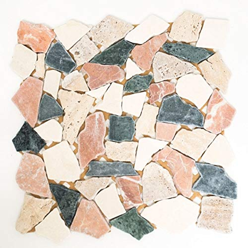 Mosaik Fliese Marmor Naturstein creme beige rot grün Bruch Ciot Random MOS44-1204_f