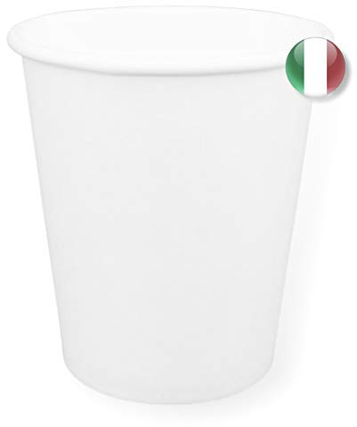 Mega Pack Made in Italy 1'000 Bicchieri in Carta da 200ml Riciclabili Monouso Cartoncino Biodegradabile Compostabile per Acqua caffè Thè Cioccolata Calda Bevande Ecologico USA e Getta (1000, 200ml)