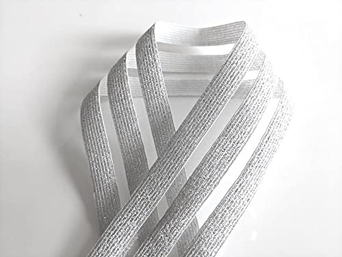 Glitzer Gummiband mit 3 Streifen, 3 Meter - 5 cm breit, Silber
