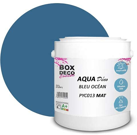 BOX DECO COULEURS Pintura de pared acrílica con aspecto mate Aqua Deco – 2,5 l/25 m², azul océano