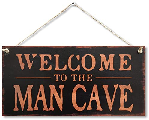 CARISPIBET Welcome to the man cave! Home decorative sign Bedroom decoration Game room ornament Gaming room wall art 6 x 12