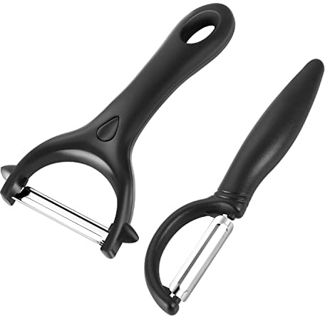 Set of 2 Potato Peeler Asparagus Peeler Stainless Steel Peeler Multifunctional Y-Shaped Vegetable Peeler with Pendulum Blade Universal Peeler for Vegetables Fruit Carrots (Black)