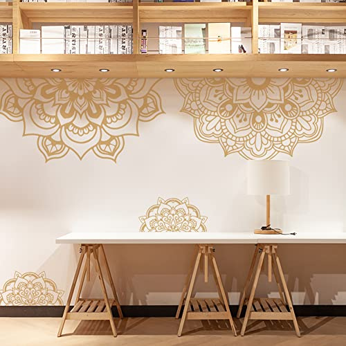 SUPERDANT Mandala Boho Blume Wandtattoo Bordüre Dekor DIY Art Wandtattoo Wohnzimmer Abnehmbare Wandsticker Und Wandbilder Wanddekoration Wandaufkleber Für Schlafzimmer Wohnzimmer