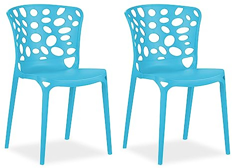 Homestyle4u Gartenstühle 2er Set Stapelbar - Kunststoff Blau | Wetterfeste Balkonstühle aus Polypropylen, UV-beständig, Sitzhöhe 49 cm, modernes Design für Indoor & Outdoor