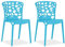Homestyle4u 2456, Gartenstühle stapelbar 2er Set Blau Modern Kunststoff Outdoor Stuhl Balkonstuhl