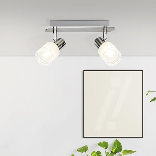2 flammige LED Spotbalken - Basic Decken Strahler mit schwenkbaren Köpfen - | schwenkbarer LED Spotbalken, 15 x 35 x 7 cm, E14, 400 lm, 2700 K