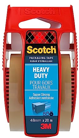Scotch 7100300146, Braun, robustes Verpackungsband, 48 mm x 20,3 m, Handabroller + 1 Nachfüllrolle/Packung