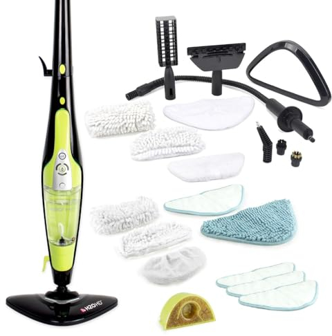 H2O HD PRO Pulitore a Vapore e Scopa Elettrica a Mano – per Pavimenti, Tappeti, Finestre, Tessuti, Cucina & Bagno