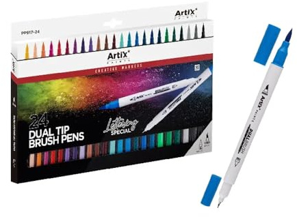Artix Paints Marqueurs à double pointe, boîte de 24