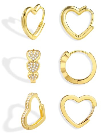 ALEXCRAFT Örhängen set S925 sterling silver/14K guldpläterad ring diamantörhängen liten ring brosk allergivänlig bästa presenten till din älskade unisex, Sterlingsilver