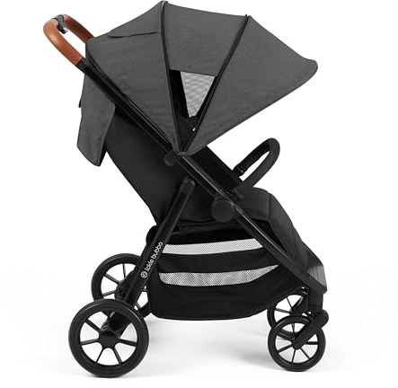 Ickle Bubba Stomp Stride Baby Stroller, Lightweight Travel Stroller & Pushchair with Extra Large Seat, Multi-Terrain EVA Wheels, UPF50+ Extendable Hood & Raincover, Birth to 22kg, Charcoal Grey