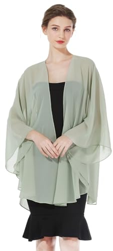 BEAUTELICATE Damen Chiffon Bolero Brautjacke Brautstola mit Armloch für Abendkleid Elegant Cardigan Kimono für Hochzeit Festlich Strand