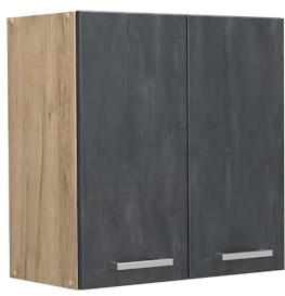 Vicco Hängeschrank R-Line, Schwarz Beton, 60 cm | 2 Türen · 1 Einlegeboden · Tiefe – 31 cm · ✓ Frei kombinierbar · ✓ Praktischer Stauraum