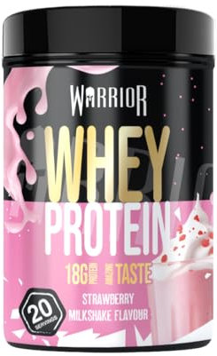 Warrior Whey Protein Powder | High Protein Shake for Muscle Growth, Recovery & Weight Loss | Up to 36g Whey per Serving | Low Carb, Low Sugar, Keto Protein | GMP Certified - Strawberry Milkshake