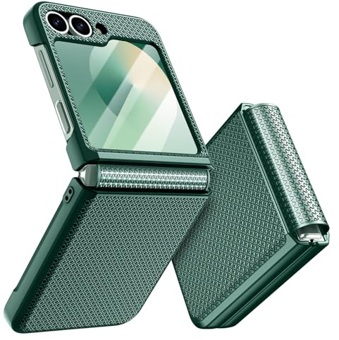 Doeshine Funda para Samsung Z Flip 6 / Z Flip 7 FE, Protección de Pantalla Trasera y Protección de Bisagras, Textura de Moda Delgada, Carcasa para Samsung Galaxy Z Flip 6 / Z Flip 7 FE 5G (Verde)
