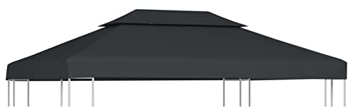 Iiaky Copertura Superiore per Gazebo a 2 Strati 310g/m²4x3m Antracite,Telo Gazebo Copertura in Tessuto Poliestere 100% - Telo per Gazebo da Giardino Esterno Vari Modelli