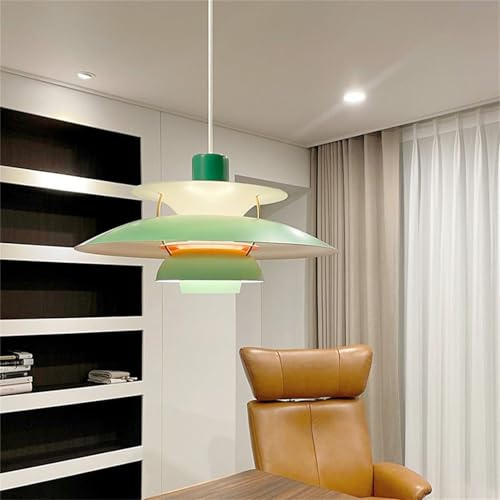TZSMUM Moderne Pendelleuchte Kreativer Minimalistische Kronleuchter Dänemark Design Hängeleuchte E27 Glühbirne Für Esszimmer Wohnzimmer Küche Restaurant Lagern Kaffee Schmücken (Grün,40CM)