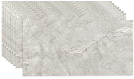 Fantasnight Adesivi per piastrelle grigie, 60 x 30 cm, 10 pezzi, piastrelle autoadesive da parete, in marmo, impermeabili, scure, rimovibili, per cucina, paraschizzi, bagno
