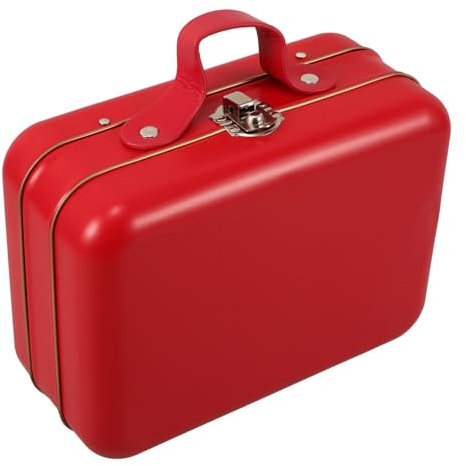 Amosfun Spielzeug Organizer Vintage Mini-kofferboxen Süßigkeiten-partygeschenkbox Weißblech-geschenkbox Münzen-aufbewahrungsbehälter Mit Klappdeckel Für Party-hochzeitsdekoration Rot