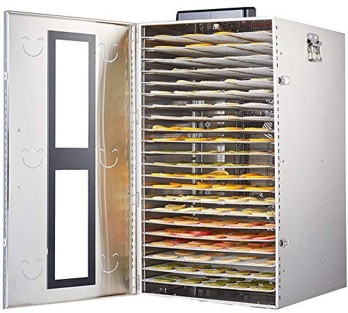 ZHJOPP Essiccatore per Alimenti in Acciaio Inossidabile da 18 vassoi Senza BPA, impostazione della Temperatura da 30 a 90 °C, Massimo 24 Ore, essiccatore per Frutta