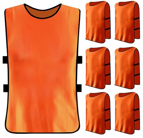 6 Pack Chasuble de Sport Football,Gilet Sport Adultes Maillots,Maillots Gilet de Train,Respirant Entrainement Dossard pour adultes et jeunes pour l'entraînement d'équipe couleur unie-Taille:M,L,XL