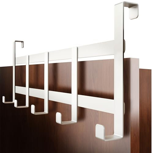 4smile Appendiabiti da porta - attaccapanni da porta, salvaspazio - appendini da porta, ganci appendiabiti da porta, appendi abiti per porte, bianco