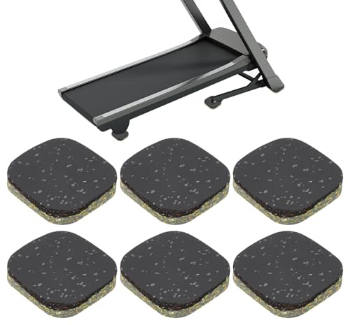 PATIKIL 6 Pcs Treadmill Mat Pads, 4x4x0.8 High Density Foam Anti Vibration Pad Sound Proof Floor Mat Exercise Equipment Mat for Carpet Protect Noise Reduction Home Gym, Gray