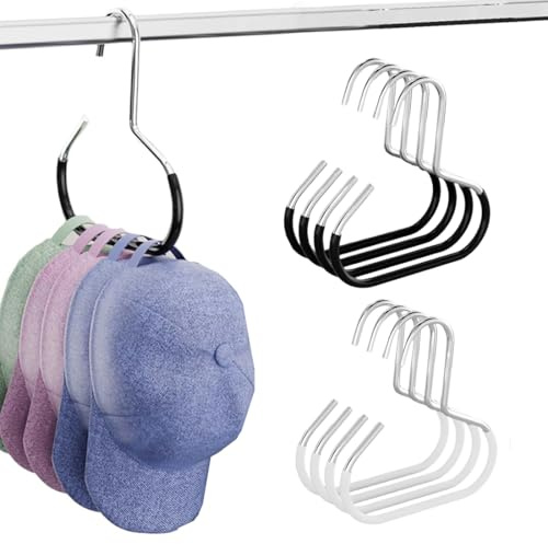 KEWUF 8 Stück Cap Halter, Basecap Halterung, Kappen Aufbewahrung, Huthaken, Mützenhalter, Kappen Aufbewahrung, Geeignet für Mützen, Schals, Krawatten, Handtücher, Handtaschen (Schwarz und Weiß)