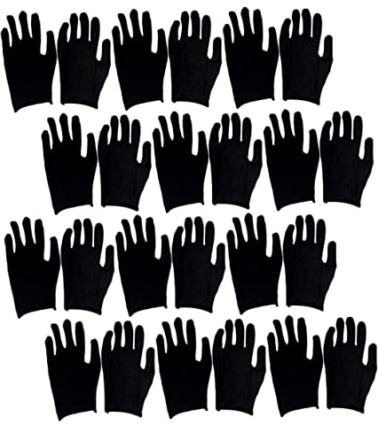 Mobestech 12paare Schwarze Baumwoll-handschuhe Komfortable Arbeitshandschuhe Dünn Und Schützend Für Gartenarbeit Und Nutzung Für Sicheren Umgang Mit Schneidwerkzeugen