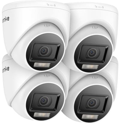 ANNKE 4-Packed HD-TVI 1080P Home Security Surveillance Cameras, 2MP Day Night Vision, Smart Color Night Vision, IP67 Weatherproof Housing Dome Cam for Outdoor/Indoor Use