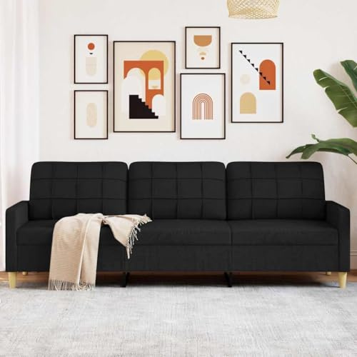 Emmtore Sofasessel,Sessel mit Metallgestell,Sofa für Wohnzimmer, Relaxsessel Fernsehsessel TV Sessel Polstersessel Stoffsofa,Stoff,Schwarz,210 cm
