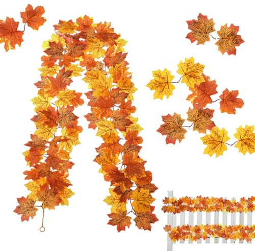 Herbstdeko,Blätter Girlande,Lichterkette Herbst Deko Innen,Herbsternte Girlande,Herbstdeko Innen,Weihnachtsdekoration,Herbstdekorationen (Eine Packung Ahornblätter)