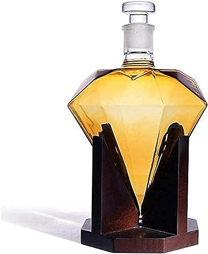 Generico Set di Decanter per Whisky, Decanter in Vetro Borosilicato, Decanter per Whisky A Forma di Diamante, Regalo Decorativo per Bar, Decanter in Cristallo Ipoallergenico (750ML)