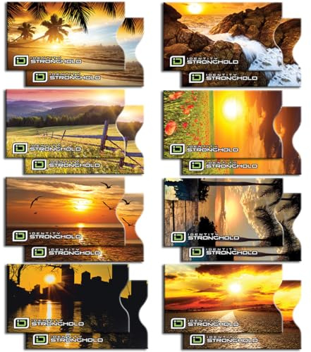 RFID Blocking Credit Card Sleeve Protectors – USA Made Slim Wallet Inserts for Credit Cards, Debit Cards & ID Protection (16, Sunset - 16 Pack)