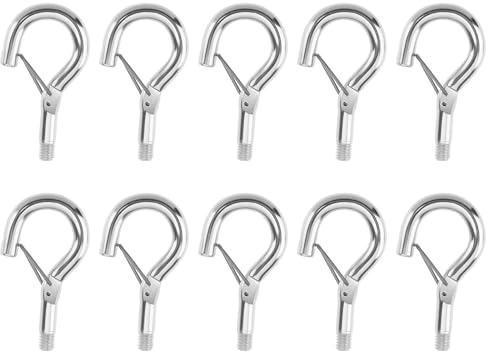 Galenecx 10 Pezzi Ganci a Vite, M4 Gancio a Vite Gancios Appeso, Ganci Avvitabili con Fibbia a Molla, Gancio Filettato Multiuso, Gancios a Vites per Legno, Piante,Tazze, Decorazioni Artistich