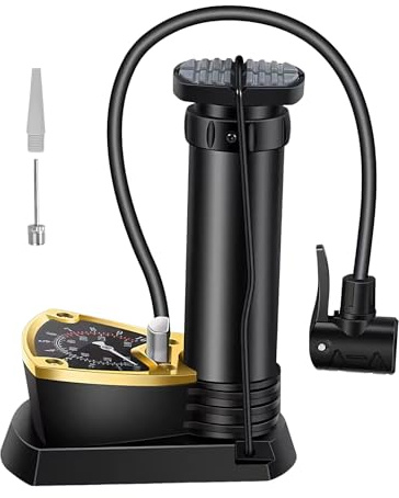 Fahrradpumpe – Fahrrad-Standpumpe | Fußpumpen für Autoreifen | leichter Auto-Fußfüller mit Manometer | tragbarer Fahrradreifenkompressor für Limousine, Motorrad, Pickup, Elektroauto