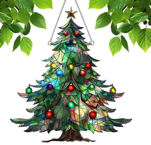 Christmas for , Acrylic, , Christmas Tree Decorations | Stained Glass Effect Christmas Ornament - Handmade Christmas Ornaments as Keepsakes, Christmas Sunshade